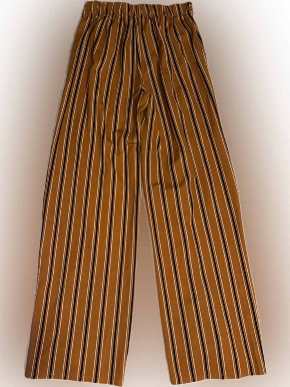 Striped Wide-Leg Tie-Waist Pants — Mustard Brown Stripe - Picture 2 of 4